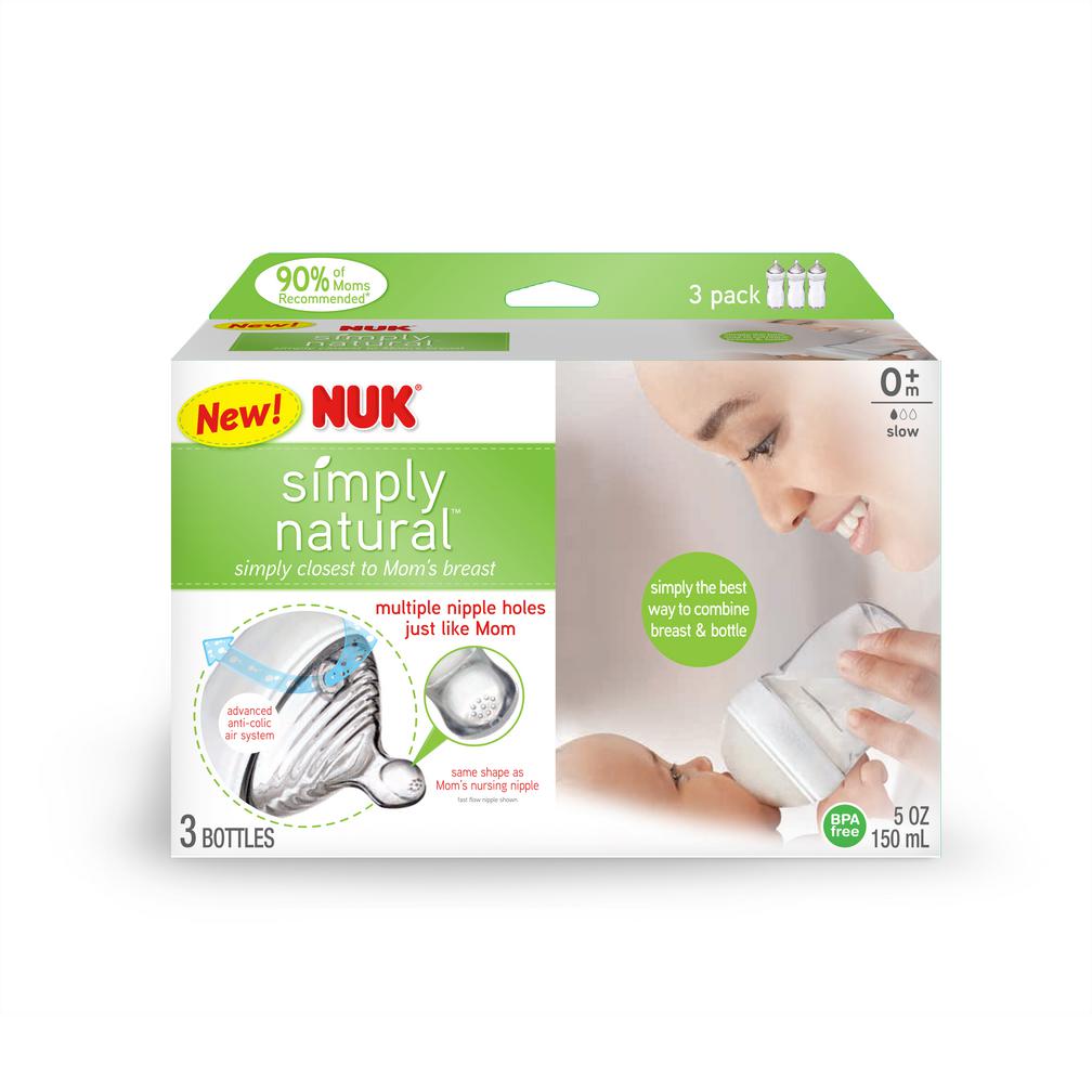 3 Pack 5 Ounce NUK Simply Natural Bottle 