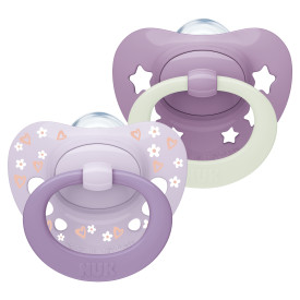 NUK First Choice Day/Night Pacifier, Size 1, 2pk – Purple Product Image 1 of 5